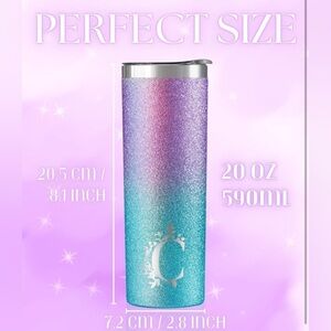 SOLD NEW initial “C” Onebttl 20oz Skinny Tumbler-Purple/Teal/Glitter/Ombre